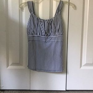 Blue and white striped Ann Taylor tank top